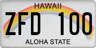 HI license plate ZFD100