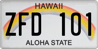 HI license plate ZFD101