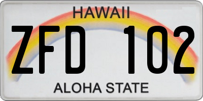 HI license plate ZFD102