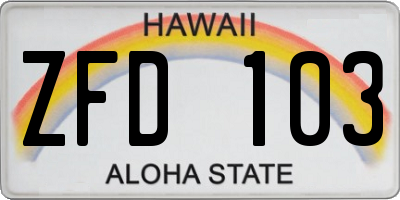 HI license plate ZFD103