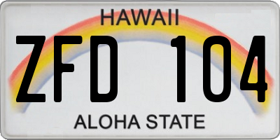HI license plate ZFD104