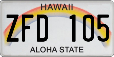 HI license plate ZFD105
