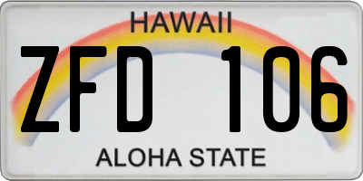 HI license plate ZFD106