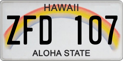 HI license plate ZFD107