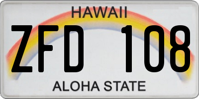 HI license plate ZFD108