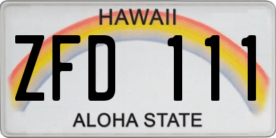HI license plate ZFD111