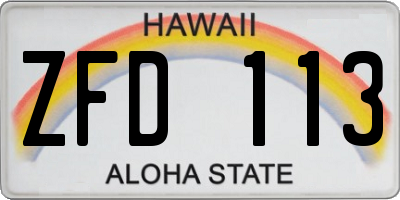 HI license plate ZFD113