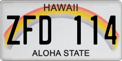 HI license plate ZFD114