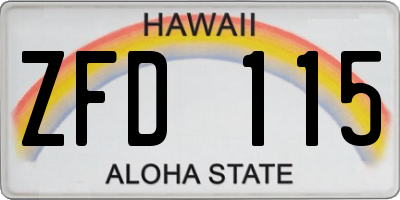 HI license plate ZFD115