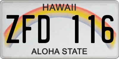 HI license plate ZFD116