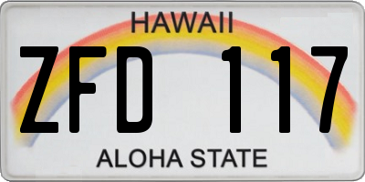 HI license plate ZFD117