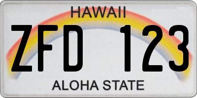 HI license plate ZFD123