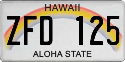 HI license plate ZFD125