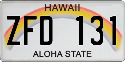 HI license plate ZFD131
