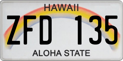 HI license plate ZFD135