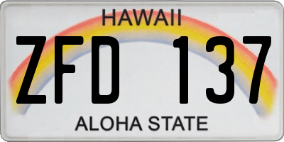 HI license plate ZFD137