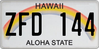 HI license plate ZFD144