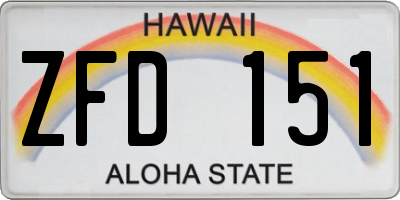 HI license plate ZFD151