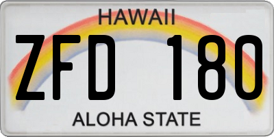 HI license plate ZFD180