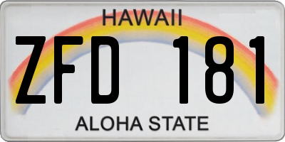 HI license plate ZFD181