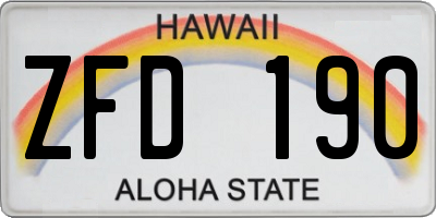 HI license plate ZFD190