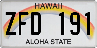 HI license plate ZFD191