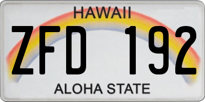 HI license plate ZFD192