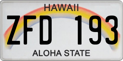 HI license plate ZFD193