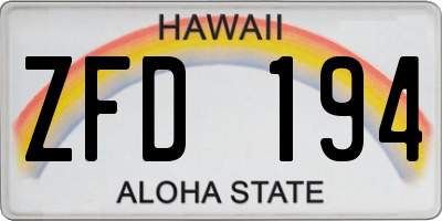 HI license plate ZFD194