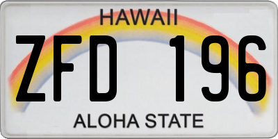 HI license plate ZFD196
