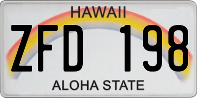 HI license plate ZFD198