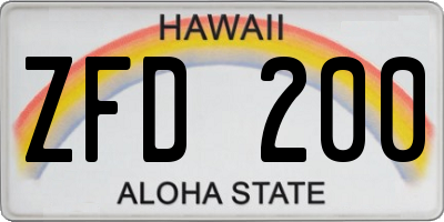 HI license plate ZFD200