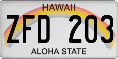 HI license plate ZFD203