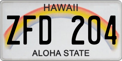 HI license plate ZFD204