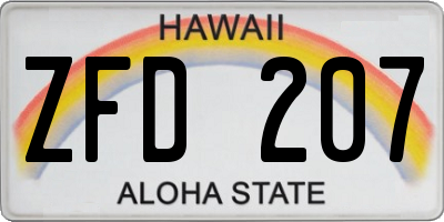 HI license plate ZFD207