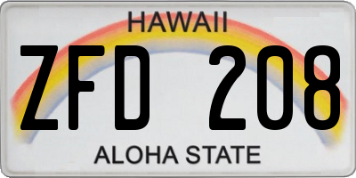 HI license plate ZFD208