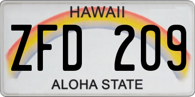 HI license plate ZFD209