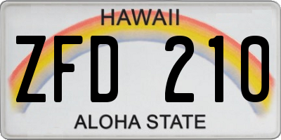 HI license plate ZFD210