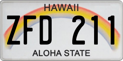 HI license plate ZFD211