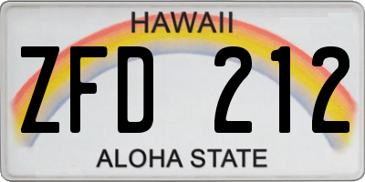HI license plate ZFD212