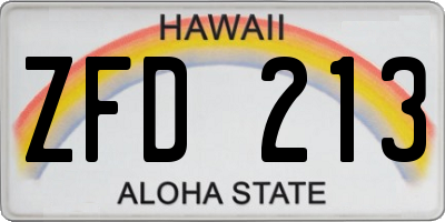 HI license plate ZFD213