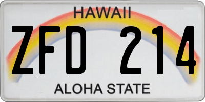 HI license plate ZFD214