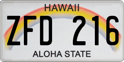 HI license plate ZFD216