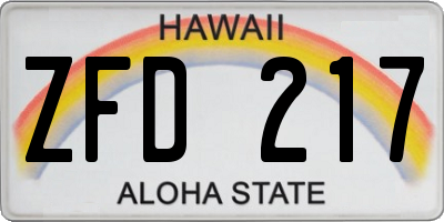 HI license plate ZFD217