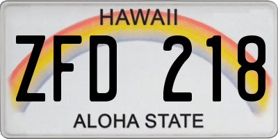 HI license plate ZFD218