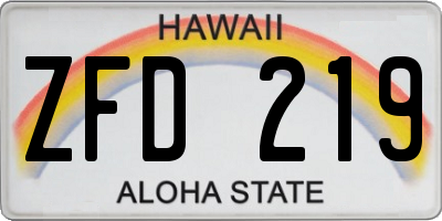 HI license plate ZFD219