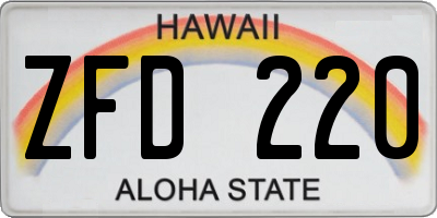 HI license plate ZFD220