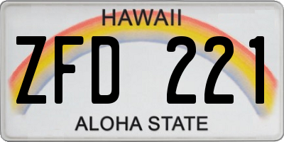 HI license plate ZFD221