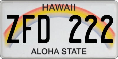 HI license plate ZFD222