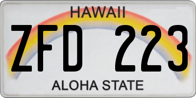 HI license plate ZFD223